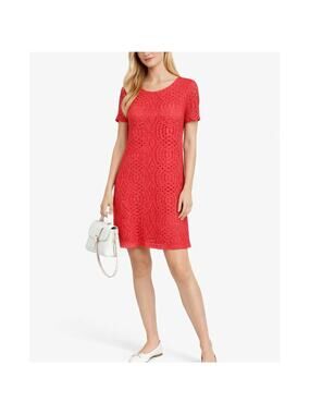 2/$30 J. Crew Lace Dress with Scalloped Hem Coral Red H5408 Size 4